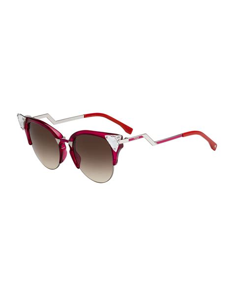 fendi iridia cat-eye sunglasses w peaked stud tip detail 0149s|FENDI .